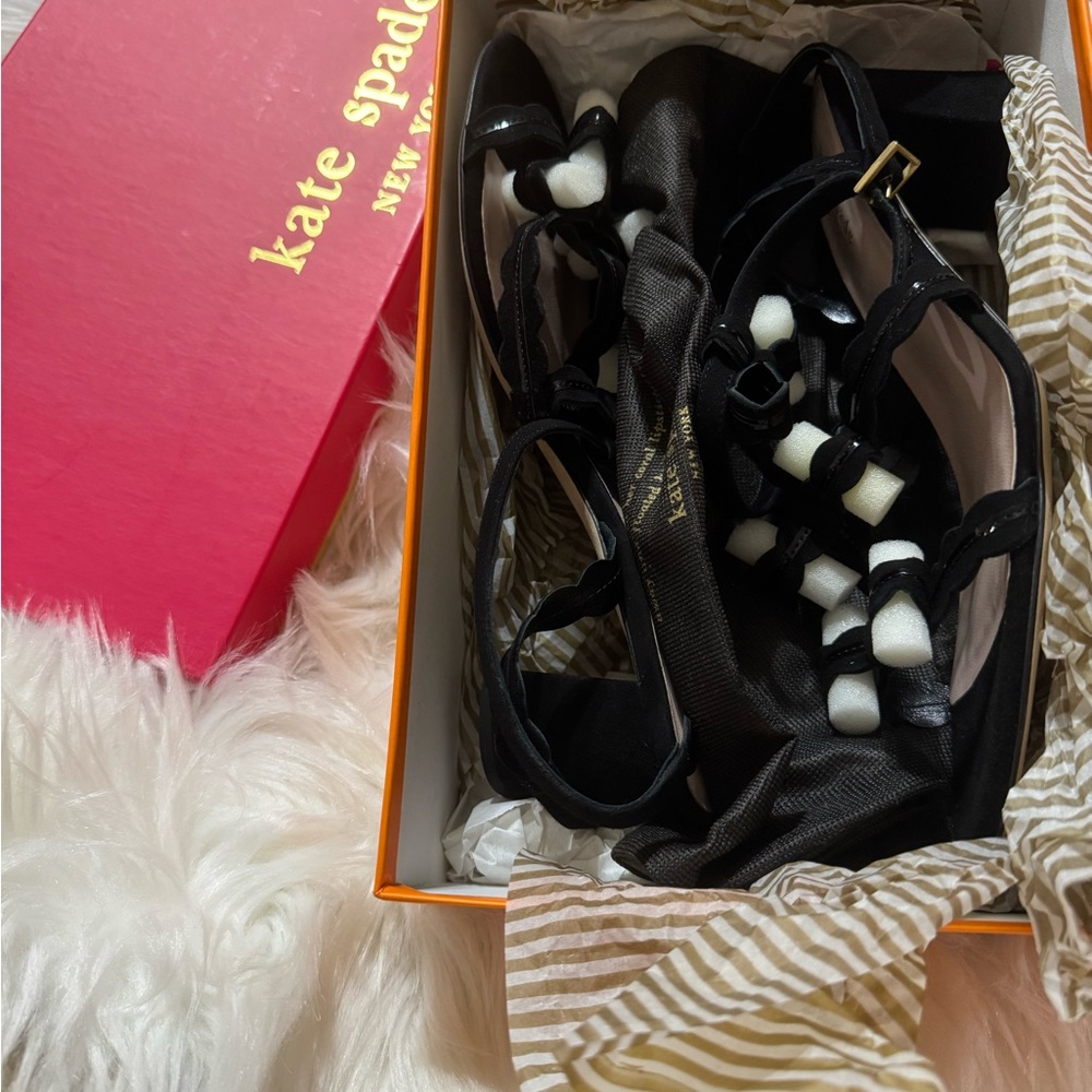 Kate Spade New in the box MEDEA black sandal with adorable bows Size 9 - Picture 2 of 10